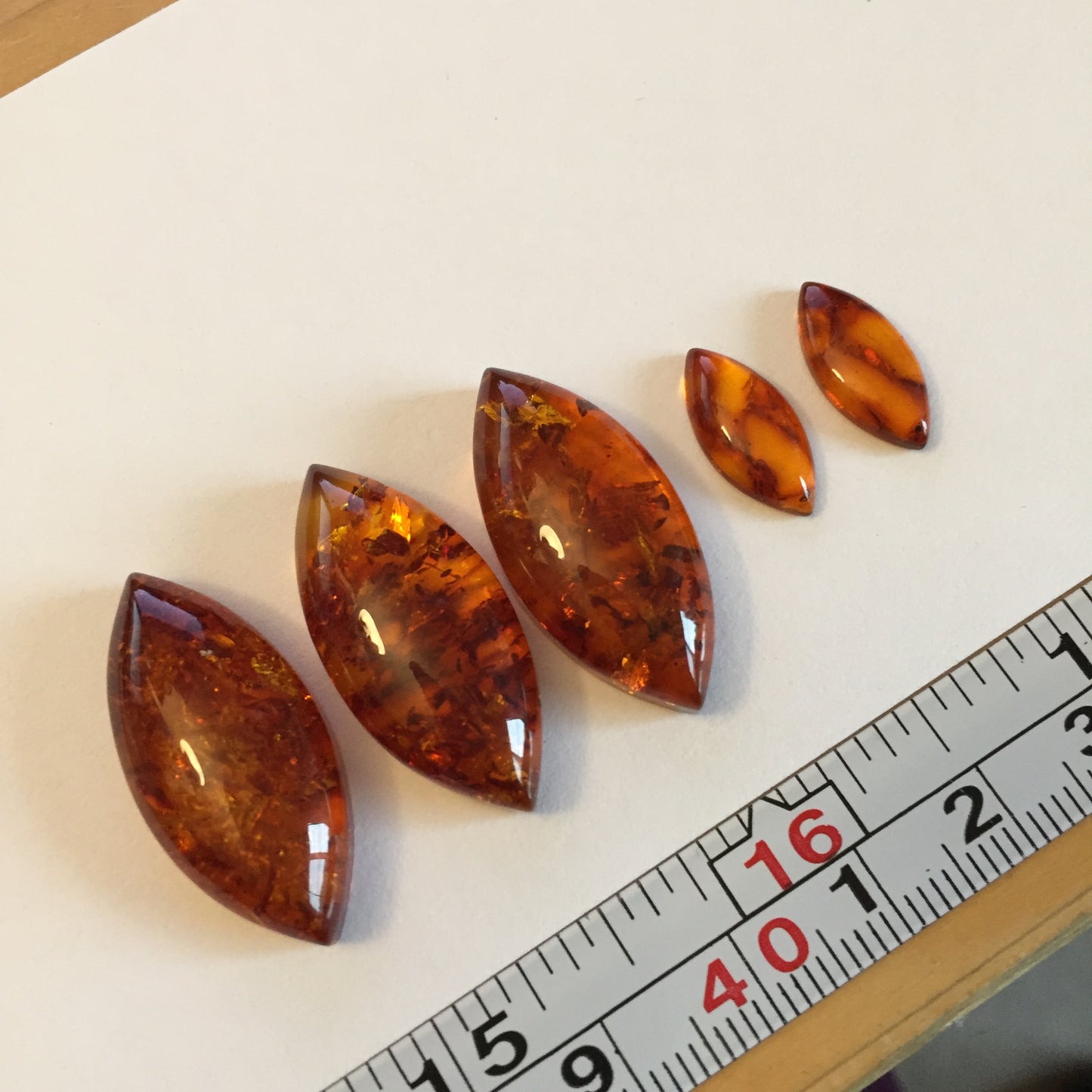 Amber marquise cabochons
