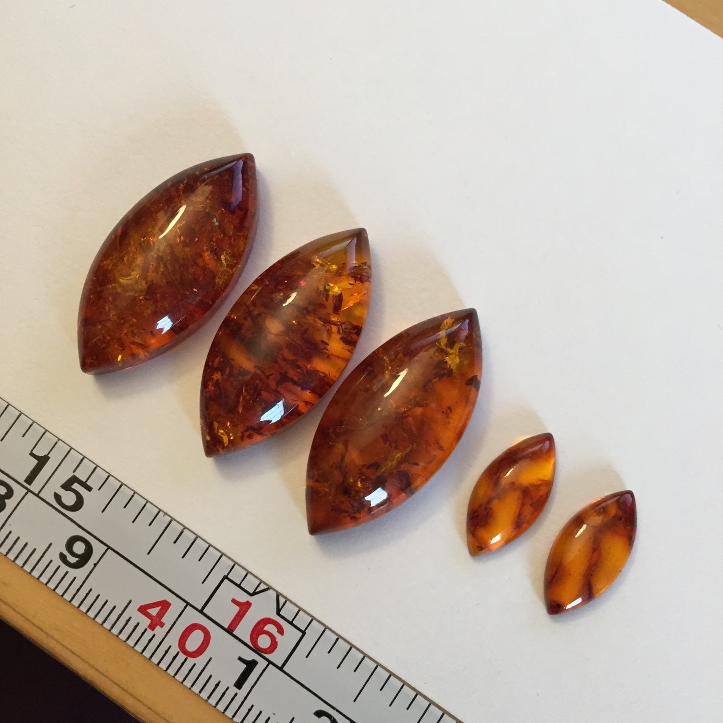 Amber marquise cabochons