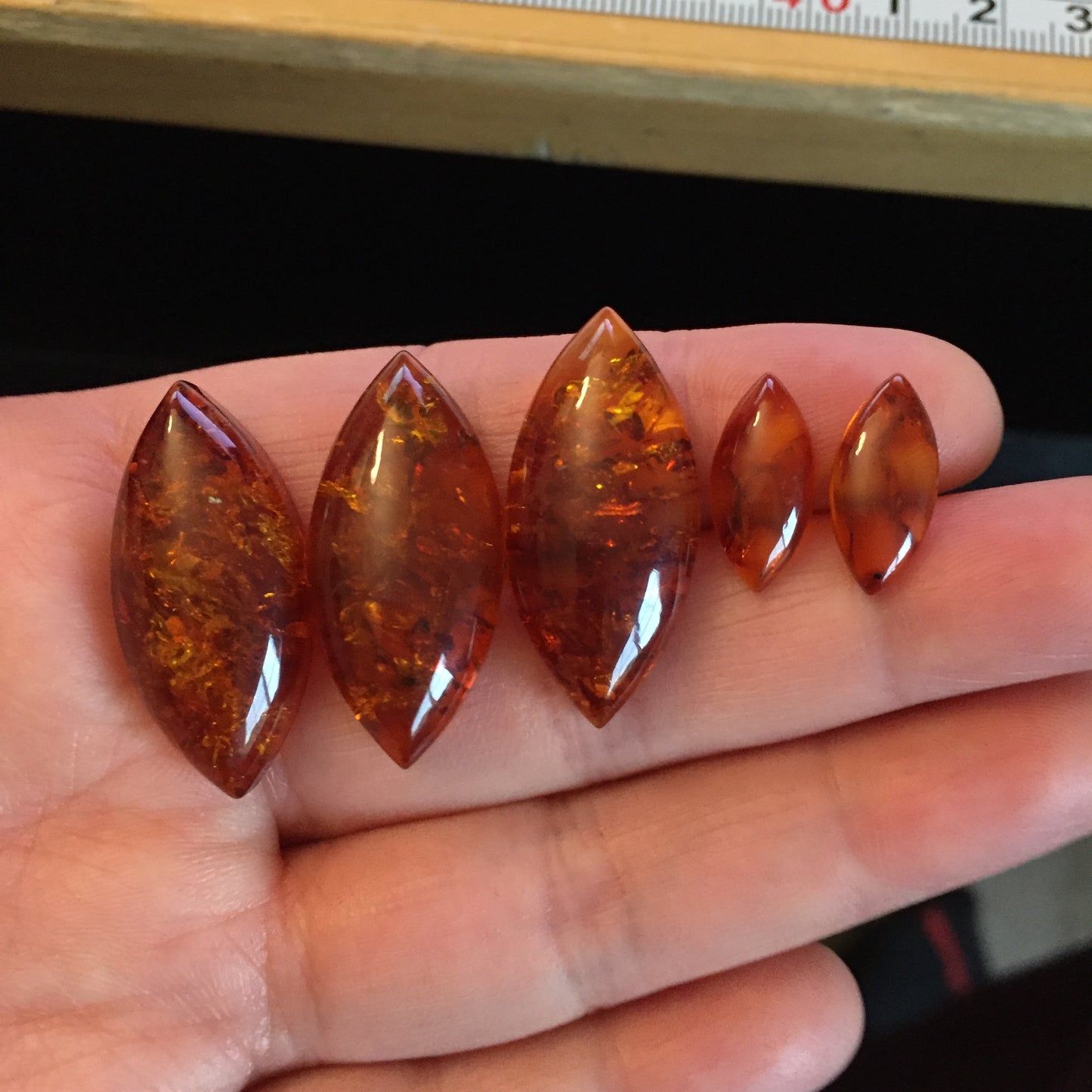 Amber marquise cabochons