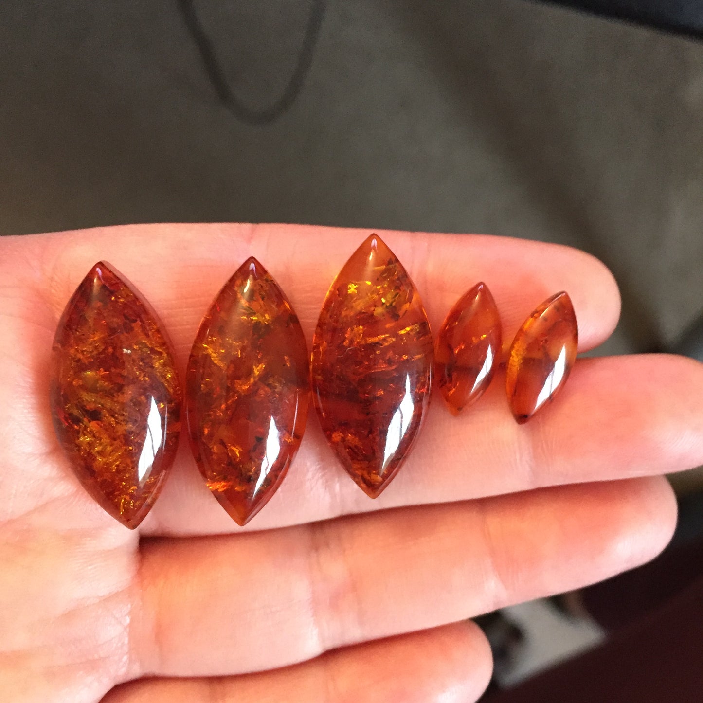 Amber marquise cabochons