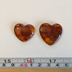 Amber heart cabochons