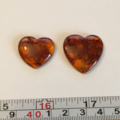 Amber heart cabochons