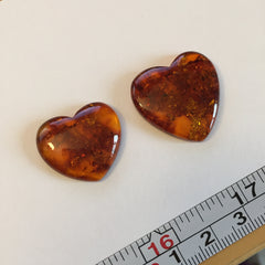Amber heart cabochons
