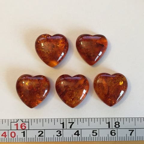 Amber heart cabochons
