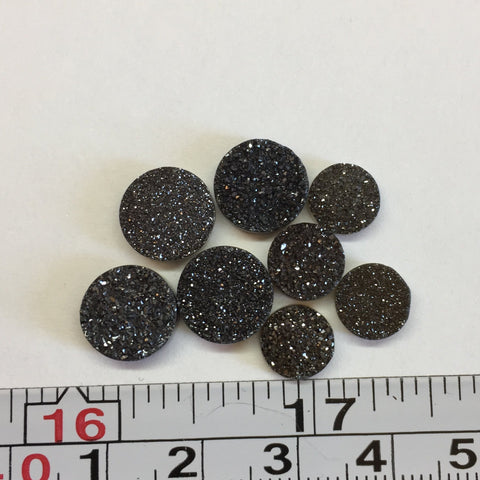 Black druzy cabochons 8mm and 10mm rounds
