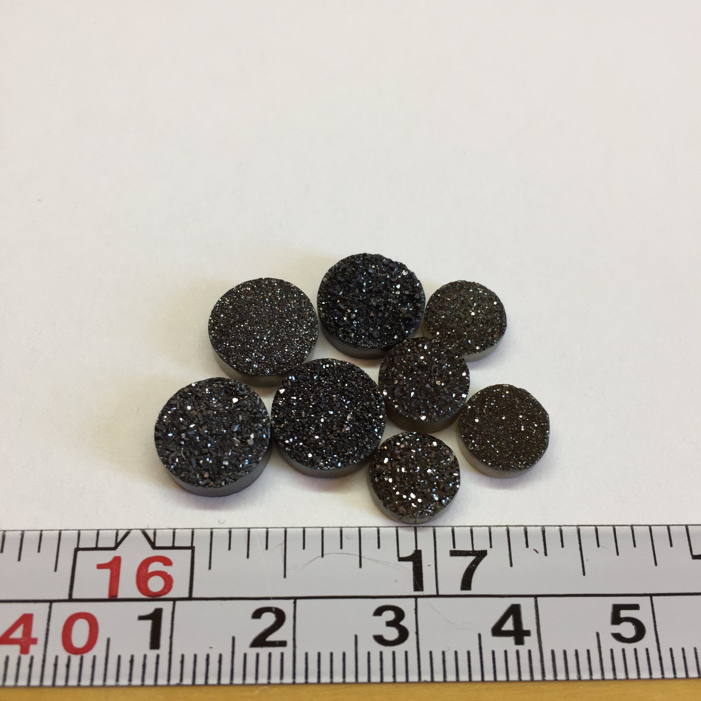 Druzy cabochons - Black 8mm and 10mm rounds