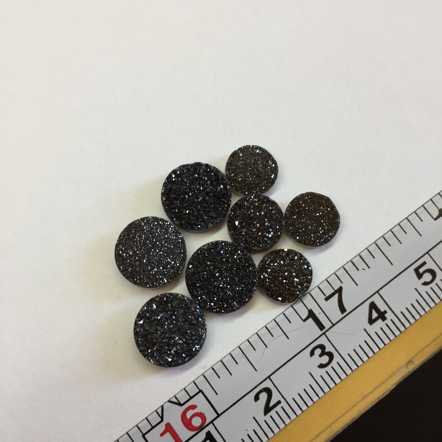 Druzy cabochons - Black 8mm and 10mm rounds