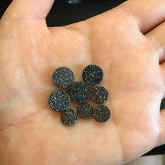 Druzy cabochons - Black 8mm and 10mm rounds
