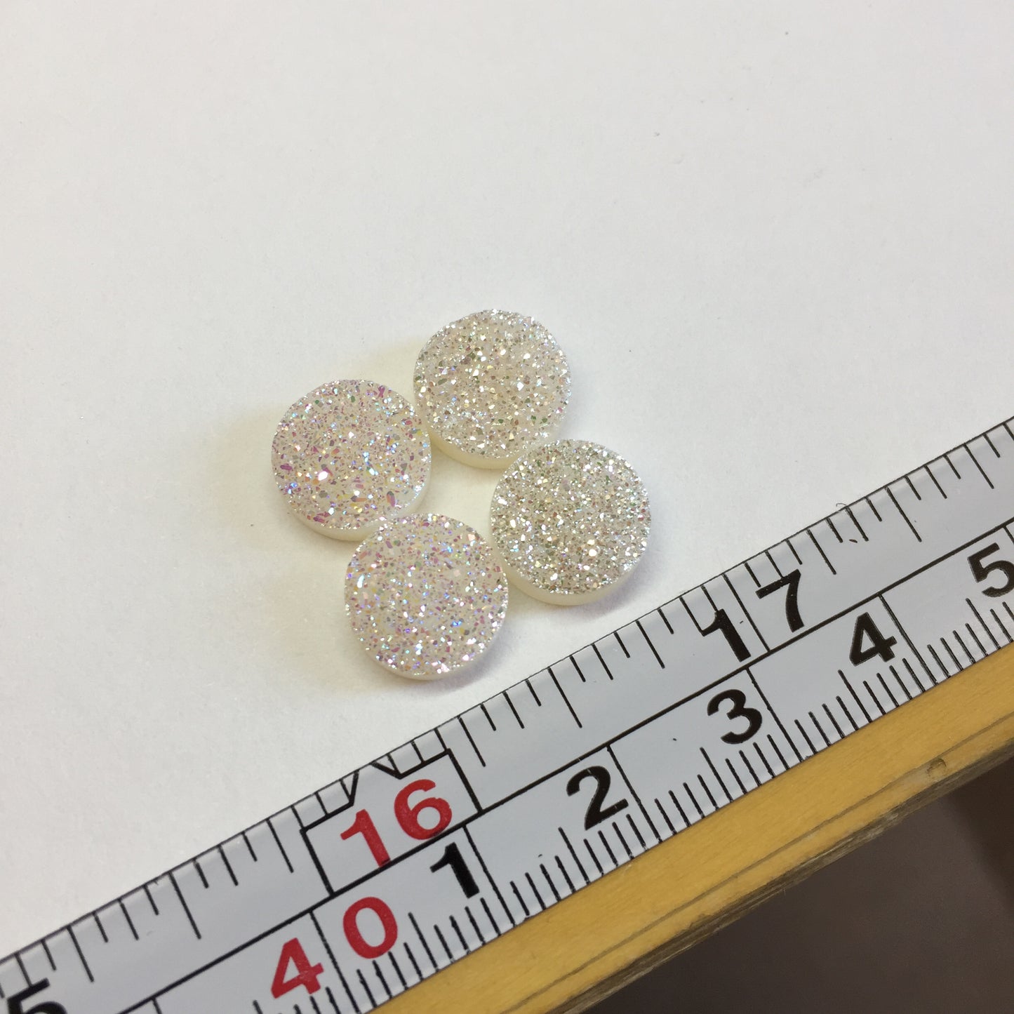 White druzy 10mm cabochons