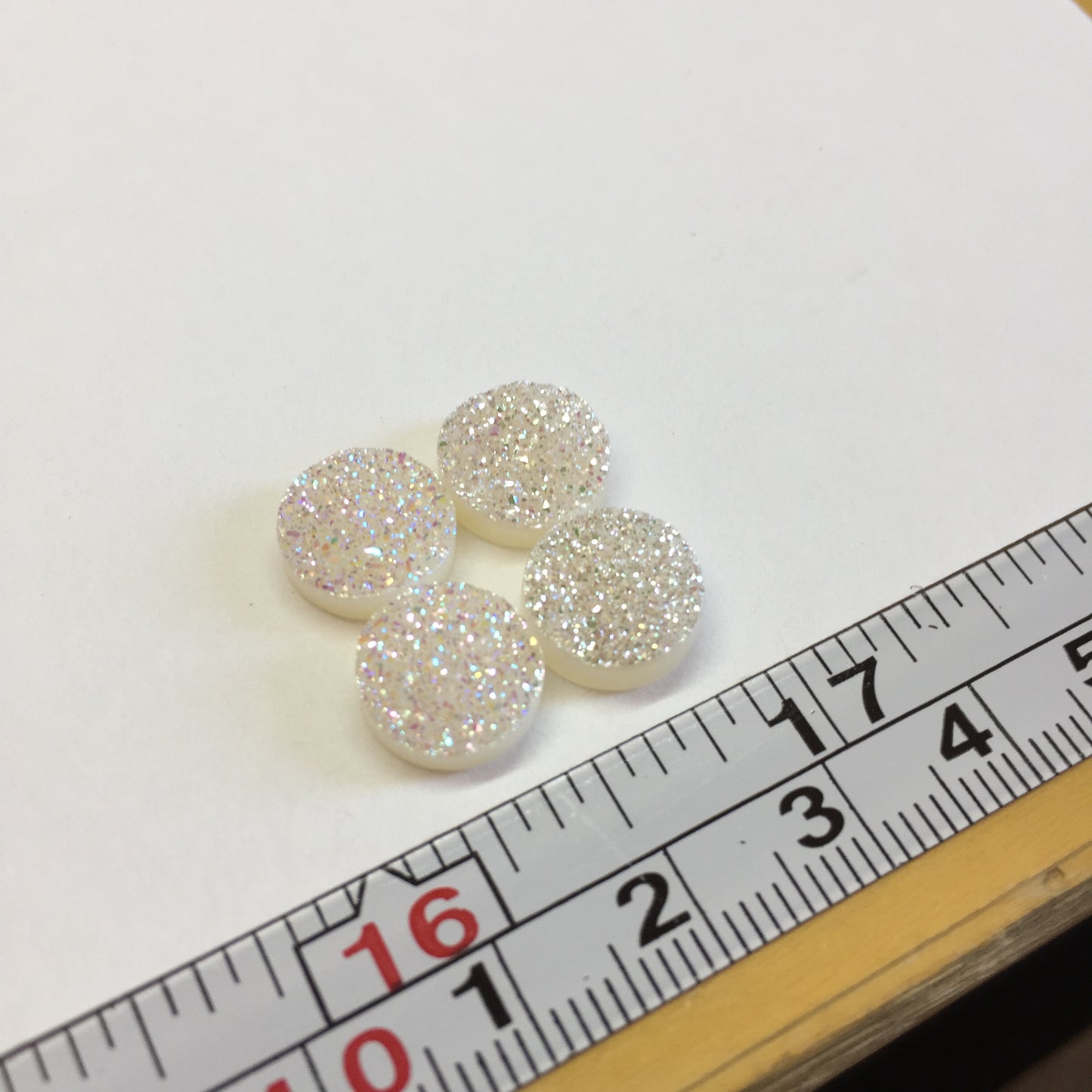 White druzy 10mm cabochons