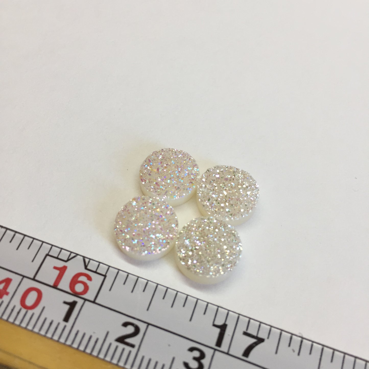White druzy 10mm cabochons