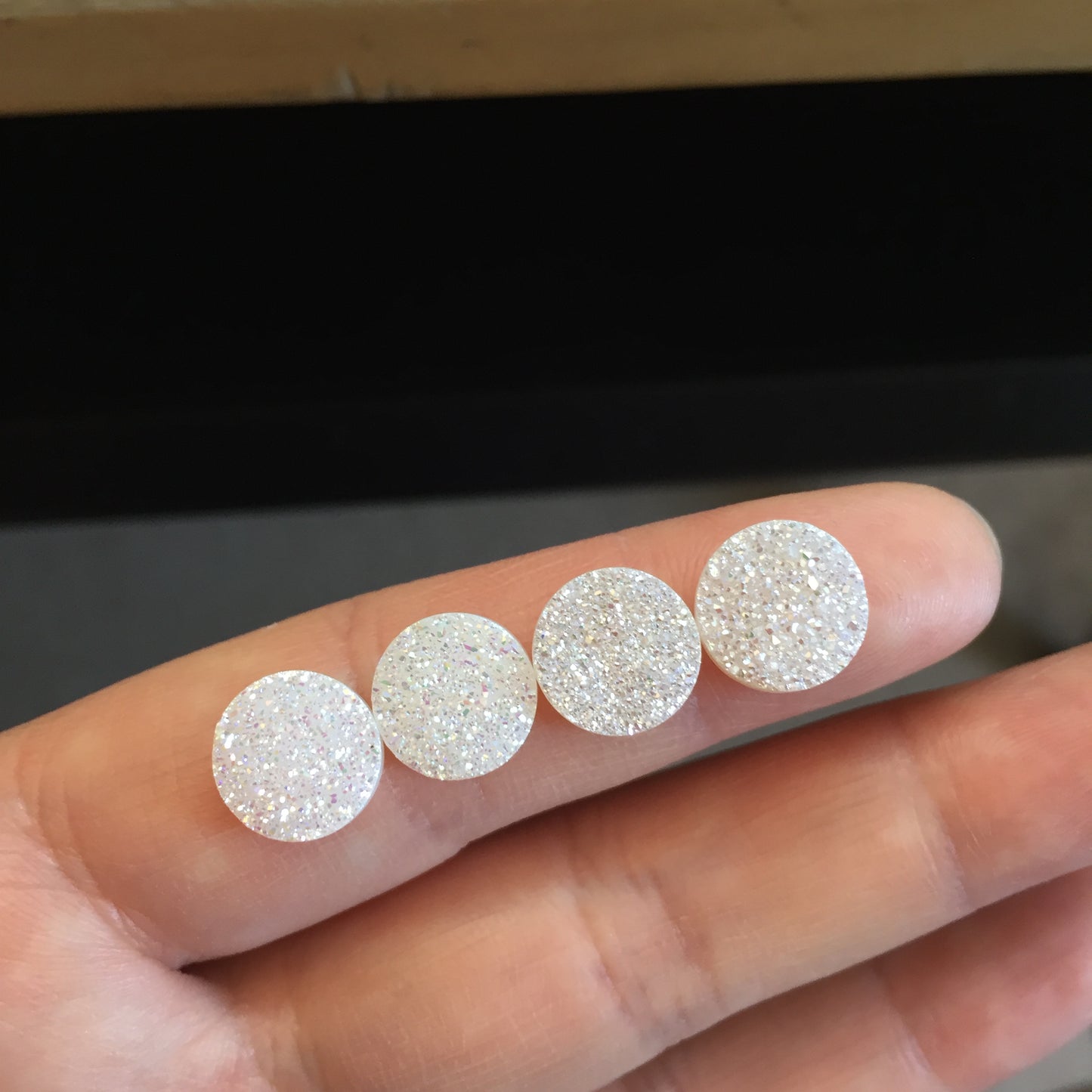 White druzy 10mm cabochons