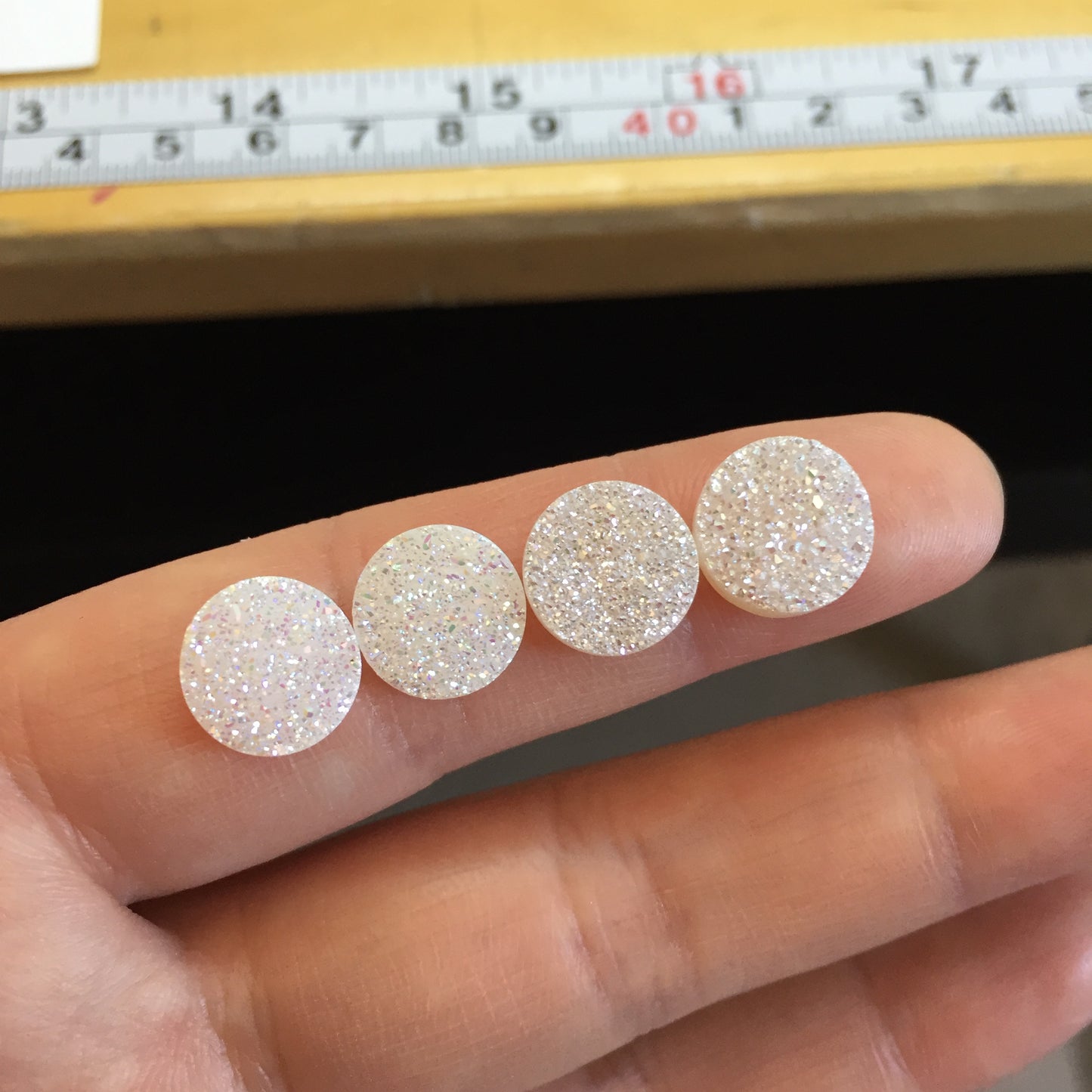 White druzy 10mm cabochons