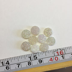 White druzy 8mm cabochons