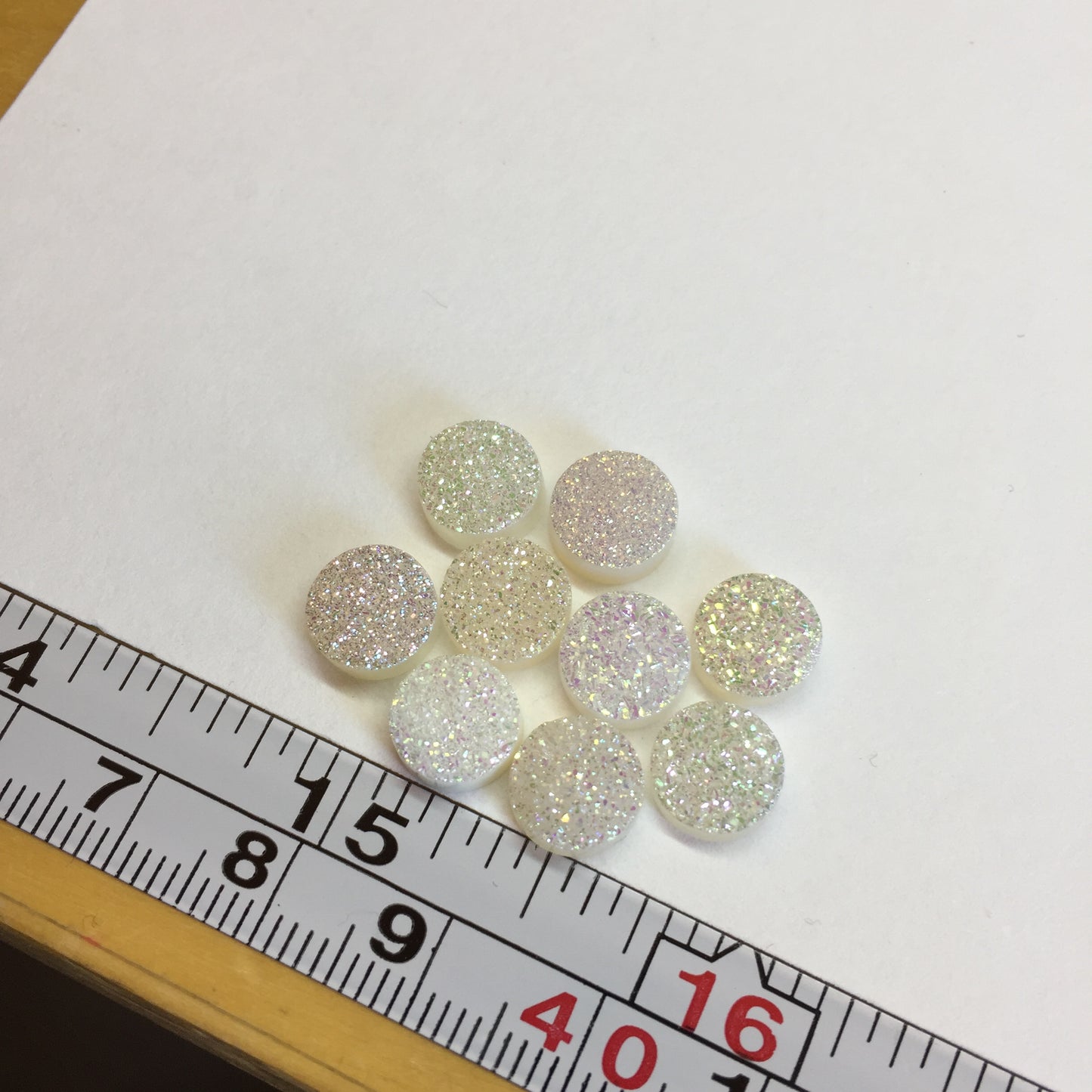 White druzy 8mm cabochons