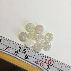 White druzy 8mm cabochons