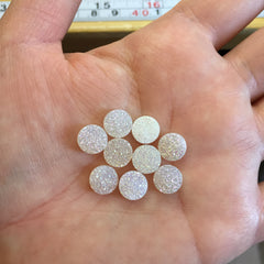 White druzy 8mm cabochons