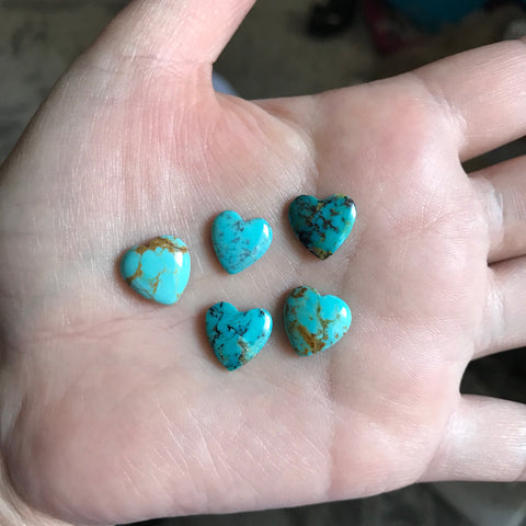 Kingman heart turquoise cabochons