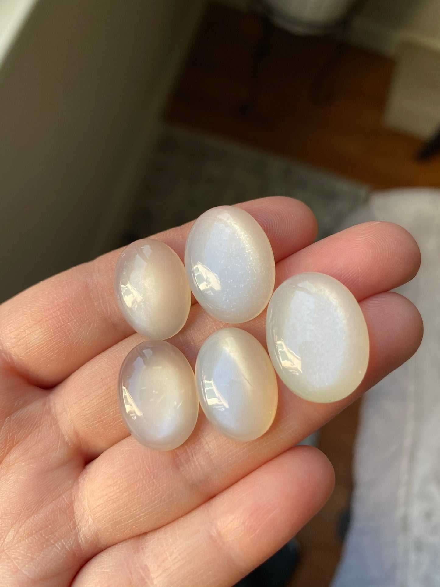 White moonstone cabochons