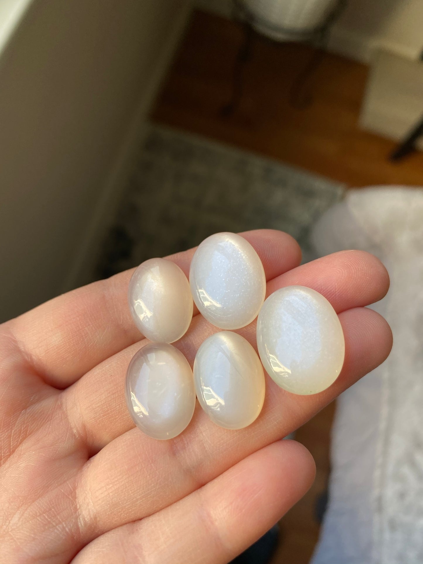White moonstone cabochons