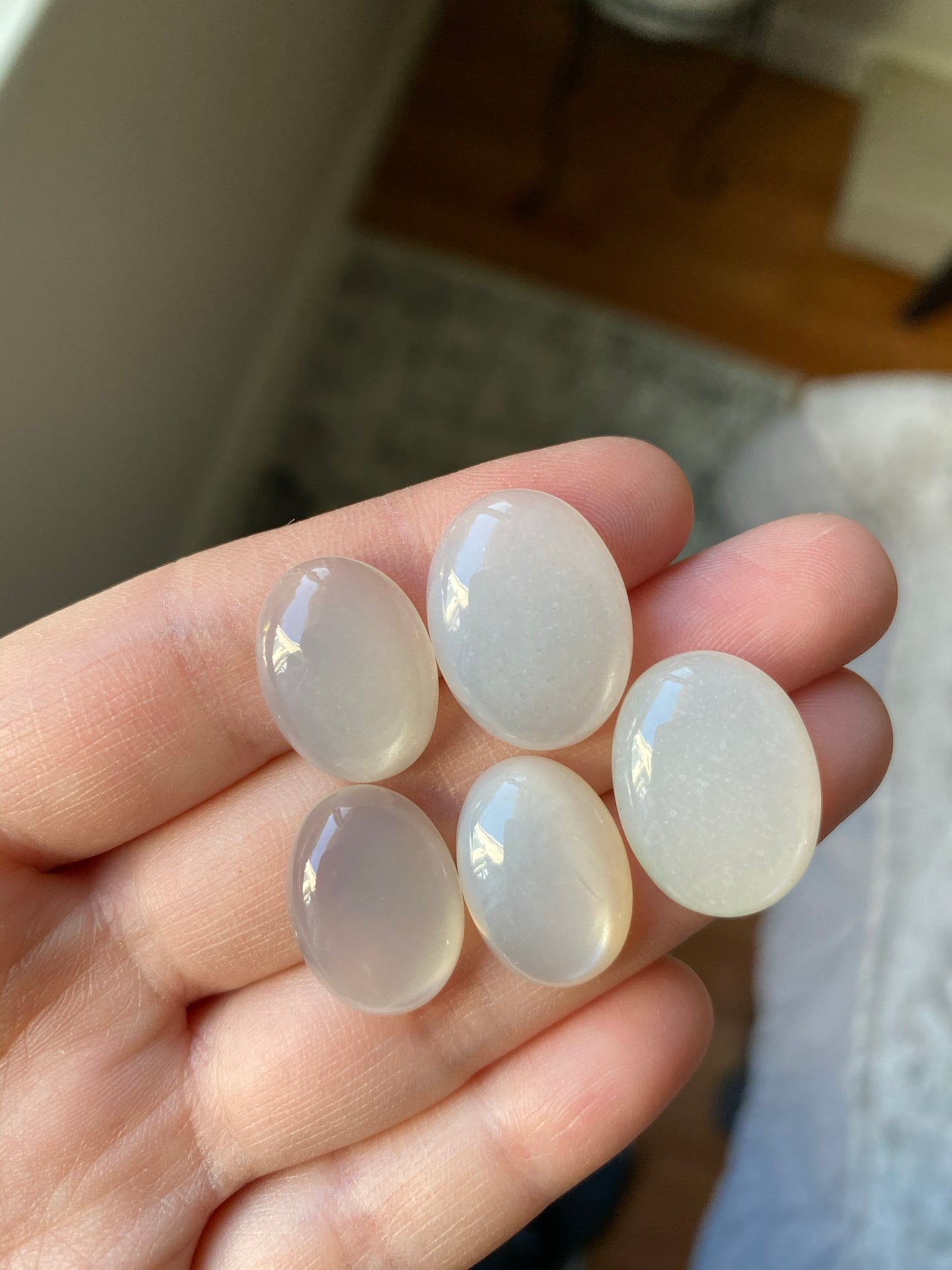 White moonstone cabochons