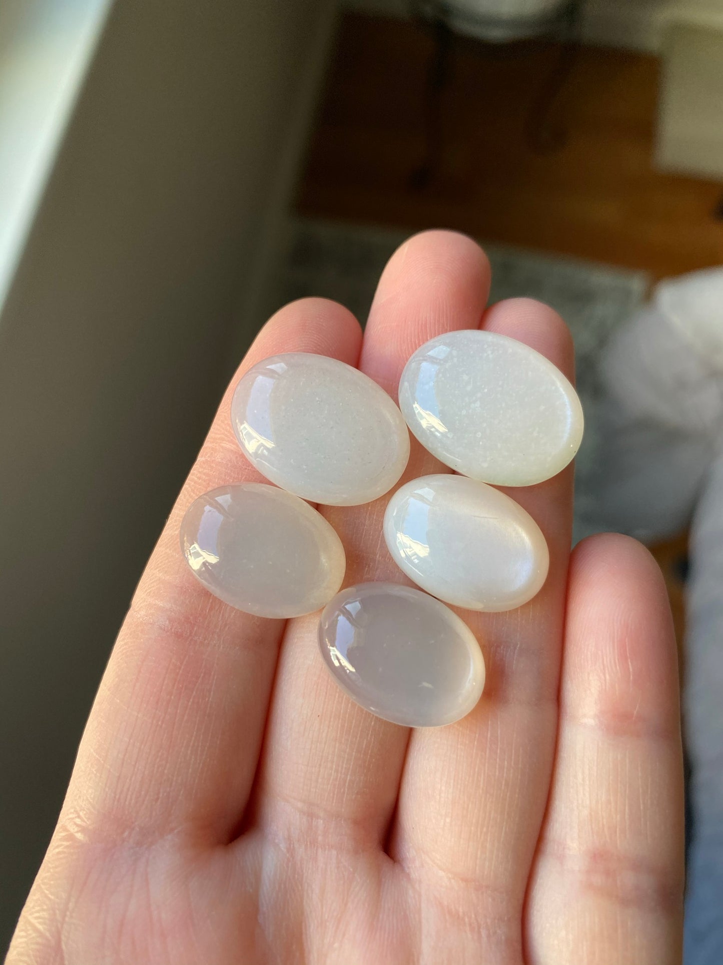 White moonstone cabochons