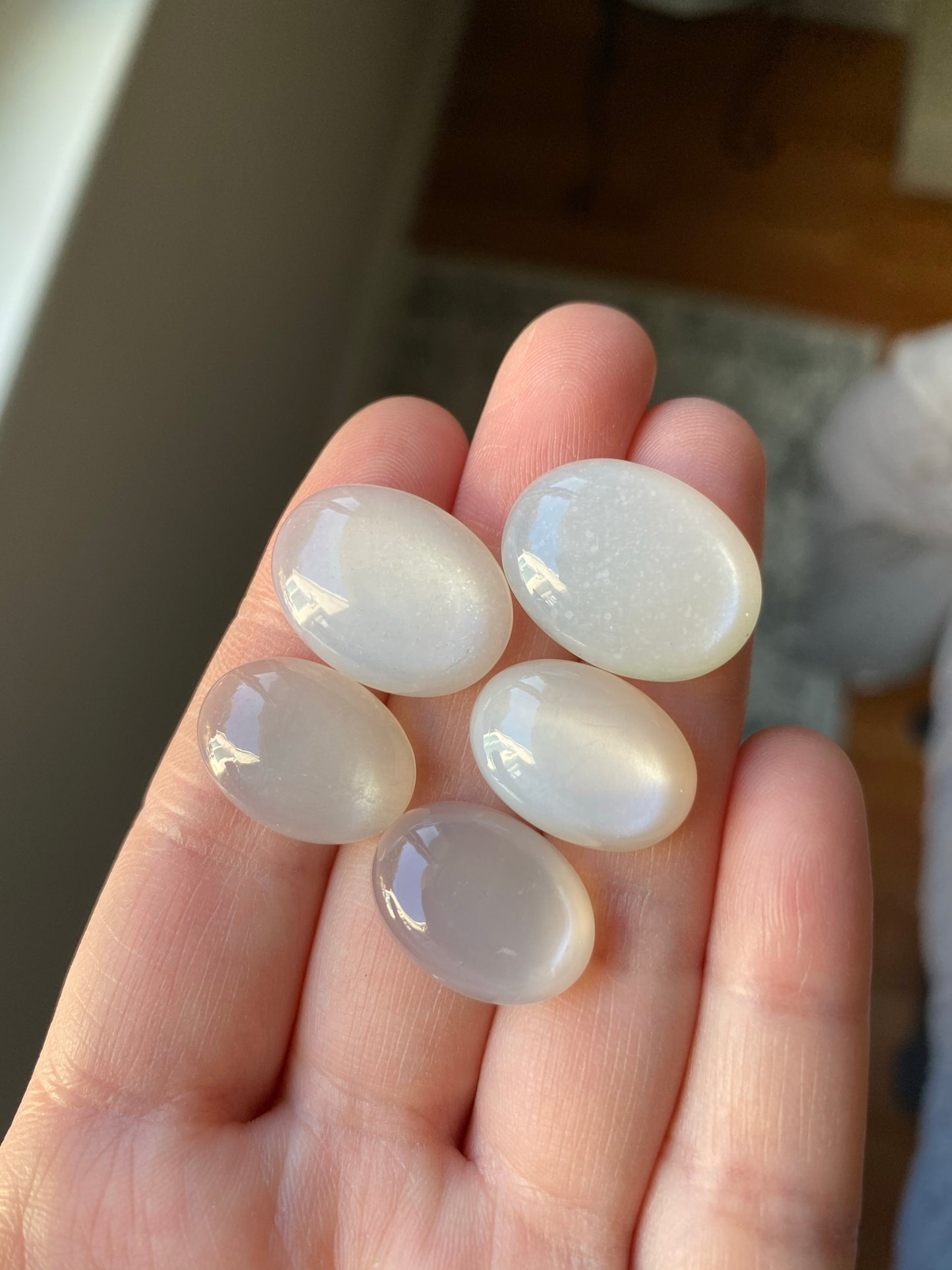 White moonstone cabochons