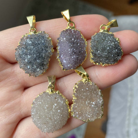 Amethyst cluster druzy pendants