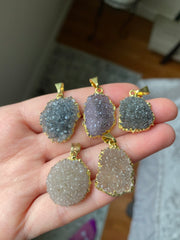 Amethyst cluster druzy pendants