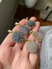 Amethyst cluster druzy pendants