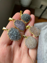 Amethyst cluster druzy pendants