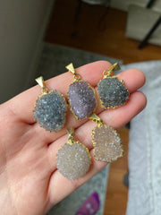 Amethyst cluster druzy pendants