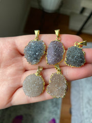 Amethyst cluster druzy pendants