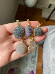 Amethyst cluster druzy pendants