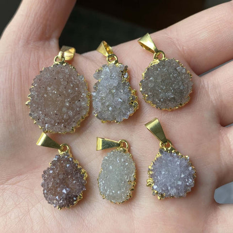 Amethyst cluster druzy pendants