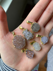 Amethyst cluster druzy pendants