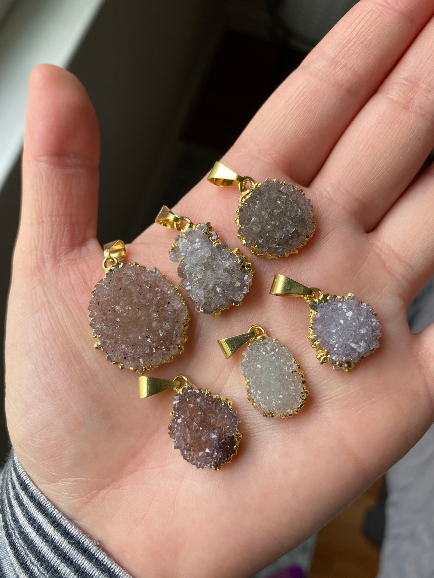 Amethyst cluster druzy pendants