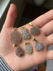 Amethyst cluster druzy pendants