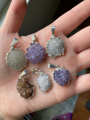 Amethyst cluster druzy pendants