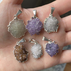 Amethyst cluster druzy pendants