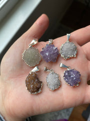 Amethyst cluster druzy pendants