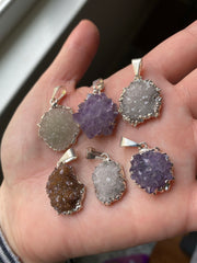 Amethyst cluster druzy pendants