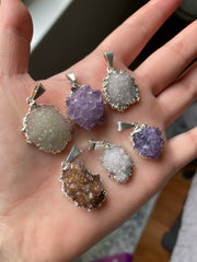 Amethyst cluster druzy pendants
