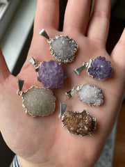 Amethyst cluster druzy pendants
