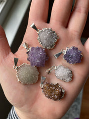 Amethyst cluster druzy pendants