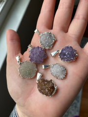 Amethyst cluster druzy pendants