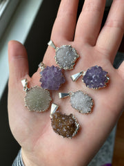 Amethyst cluster druzy pendants