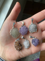 Amethyst cluster druzy pendants
