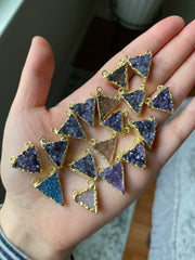 Triangle druzy pendants gold plated (lot 3)