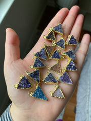 Triangle druzy pendants gold plated (lot 3)